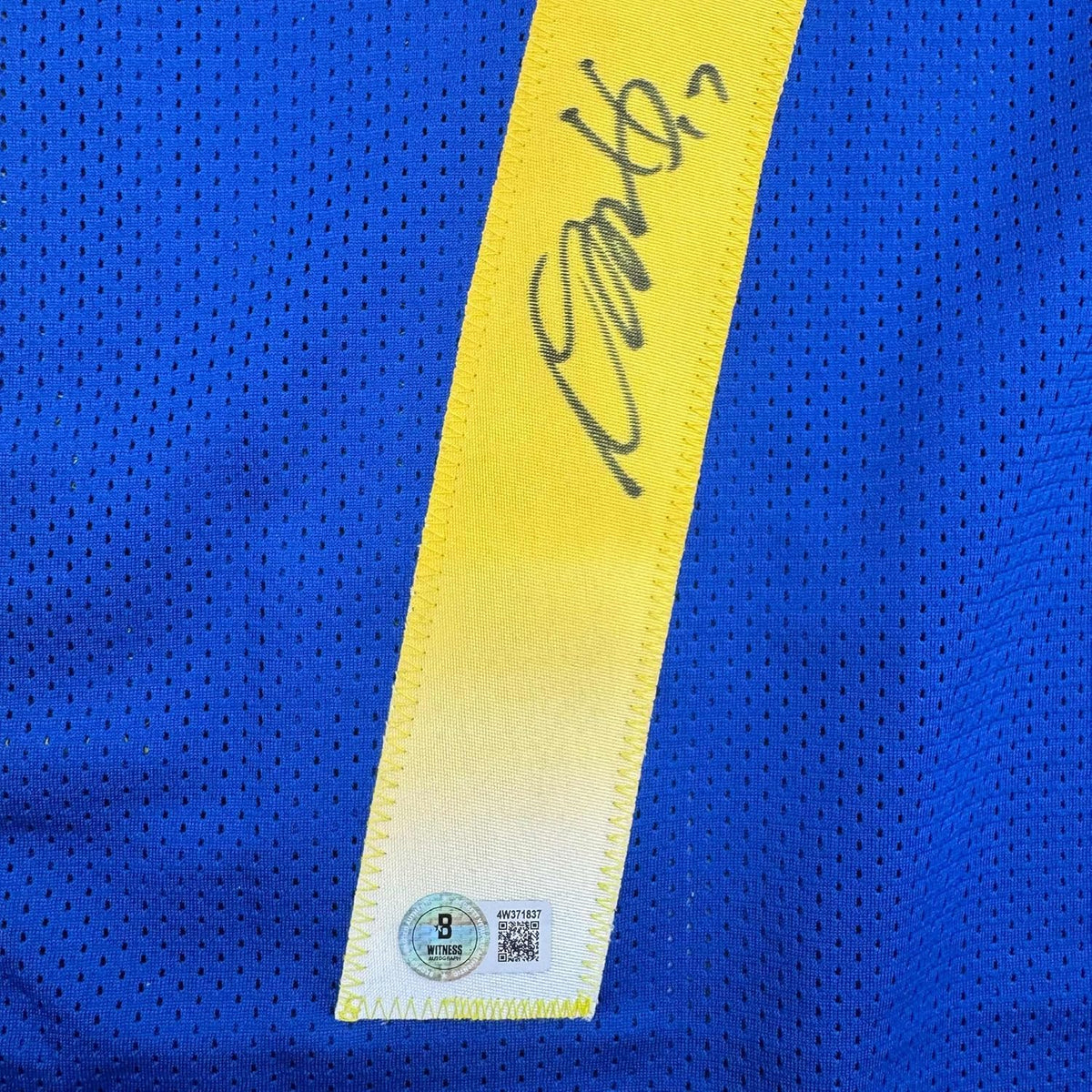 Framed Autographed/Signed Davante Adams 35x39 Los Angeles LA Blue Football Jersey Beckett BAS COA