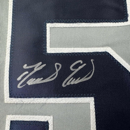 Framed Autographed/Signed Domingo German 35x39 New York Grey Baseball Jersey JSA COA