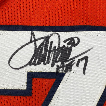 Framed Autographed/Signed Terrell Davis 35x39 HOF 17 Denver Orange Football Jersey JSA COA