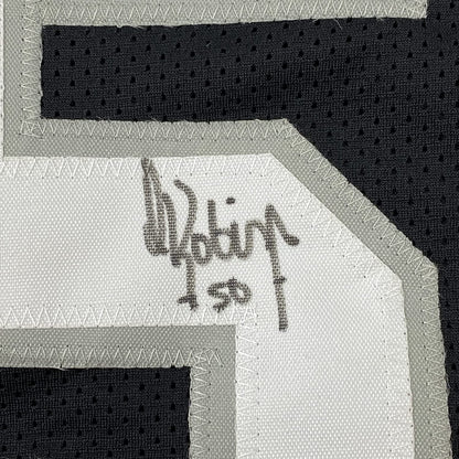 Framed Autographed/Signed David Robinson 35x39 San Antonio Black Basketball Jersey JSA COA