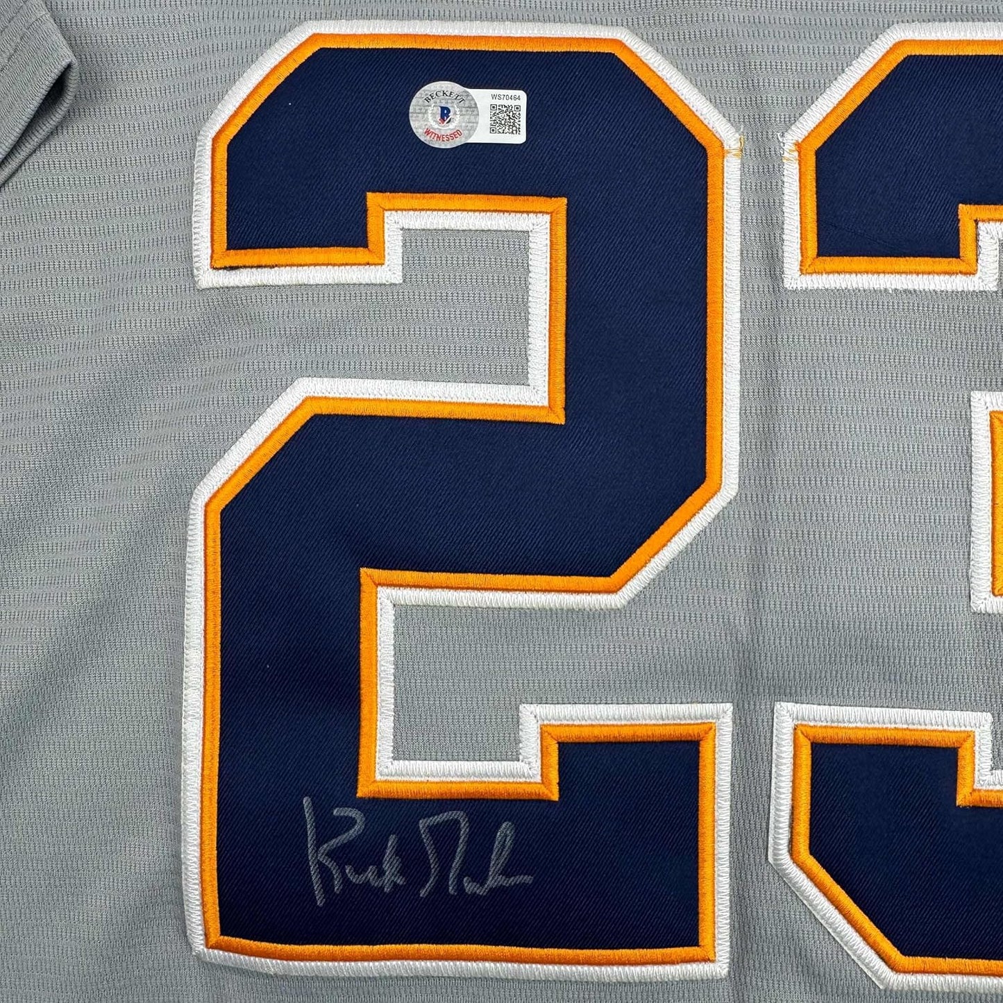Framed Autographed/Signed Kirk Gibson 35x39 Detroit Tigers Grey Baseball Jersey Beckett BAS COA