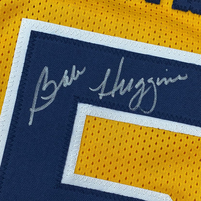 Framed Autographed/Signed Bob Huggins 35x39 West Virginia Yellow College Basketball Jersey JSA COA