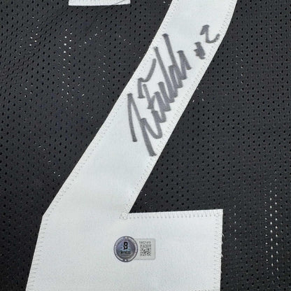 Framed Autographed/Signed Justin Fields 35x39 Pittsburgh Black Football Jersey Beckett BAS COA