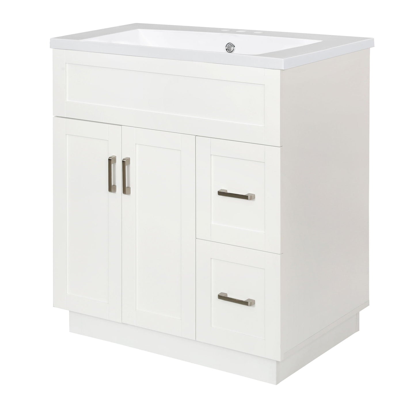 Bathroom Vanity With 2 Doors, 2 Drawers, Adjustable Shelf, Hidden Slides & Soft Close Hinges