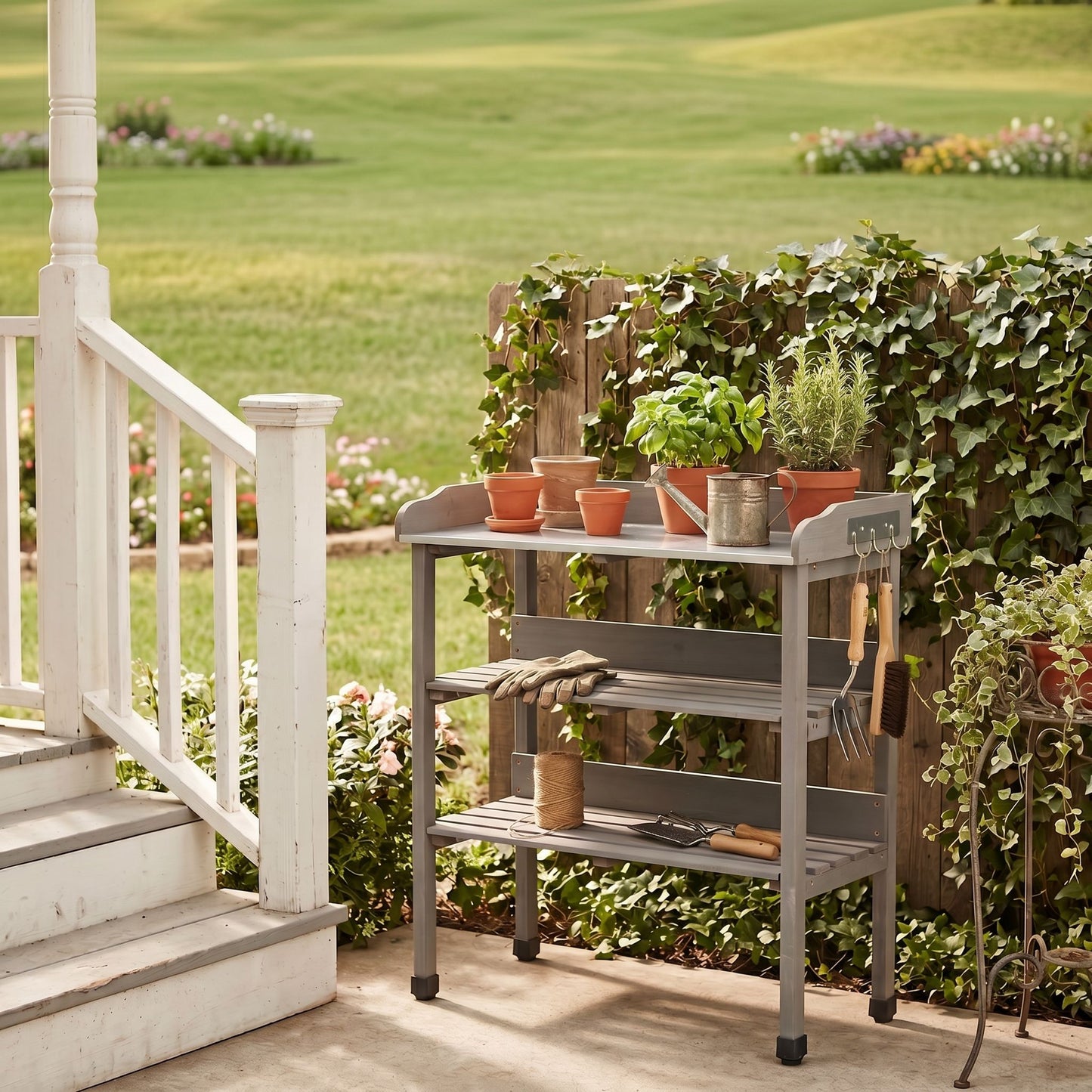 Outdoor Potting Table, 3 Tier Workbench