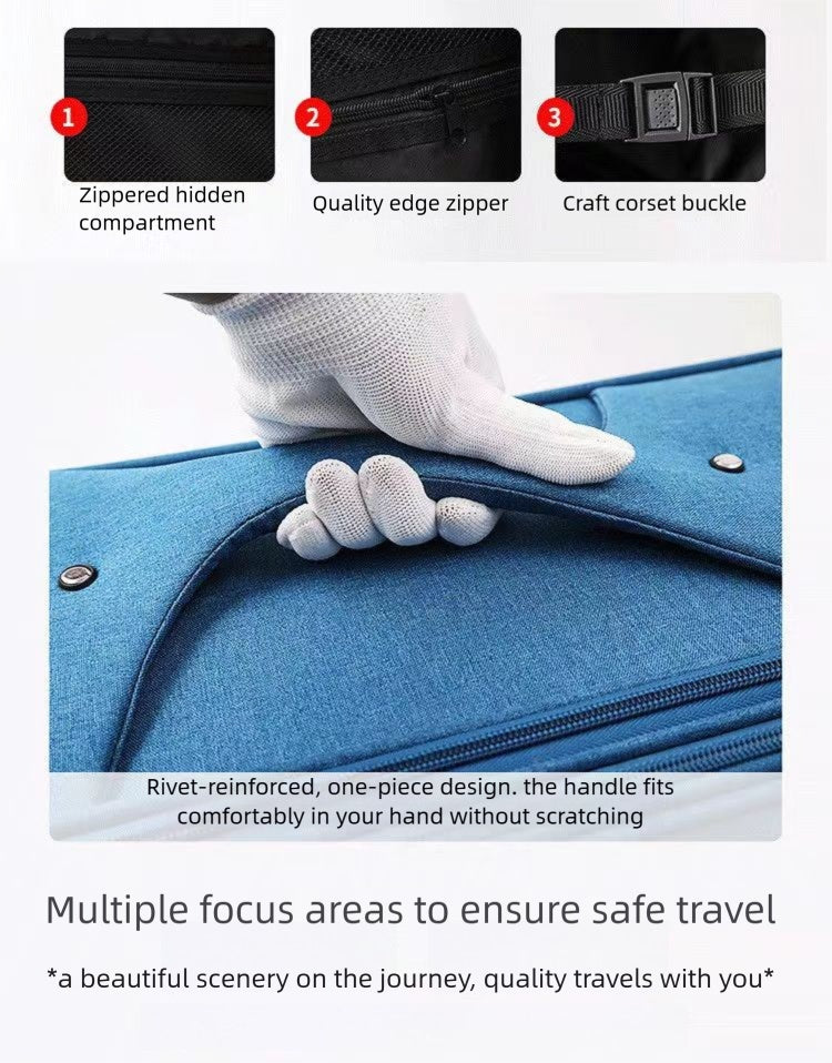 Waterproof Cross-border Black Oxford Cloth Suitcase, Durable 30 Inch Large Capacity, 20 Inch Boarding Case, Luggage Compartment