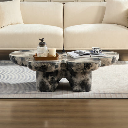 Butterfly Design Coffee Table with Modern Fiberglass Construction - Light Gray and Black
