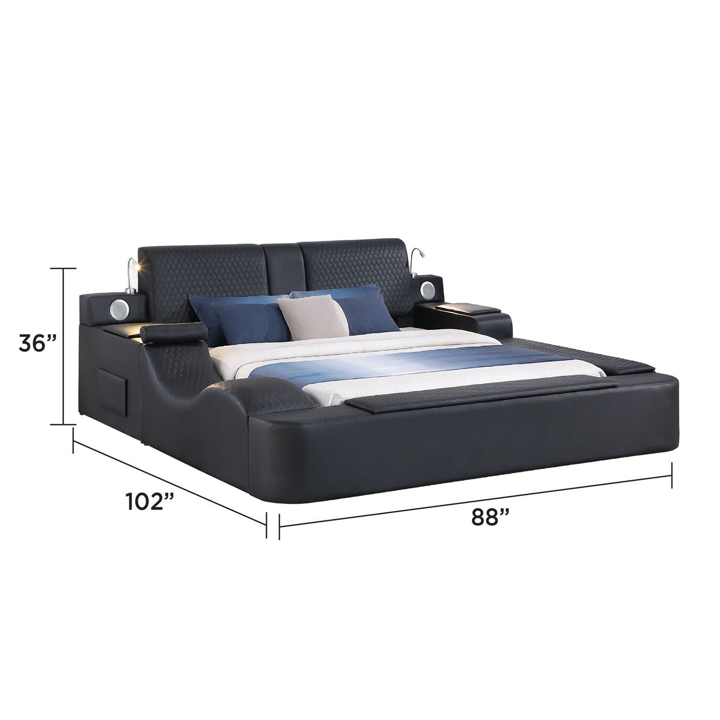 Zoya - Smart Multifunctional Bed, Built In Bluetooth Speakers, USB Charging