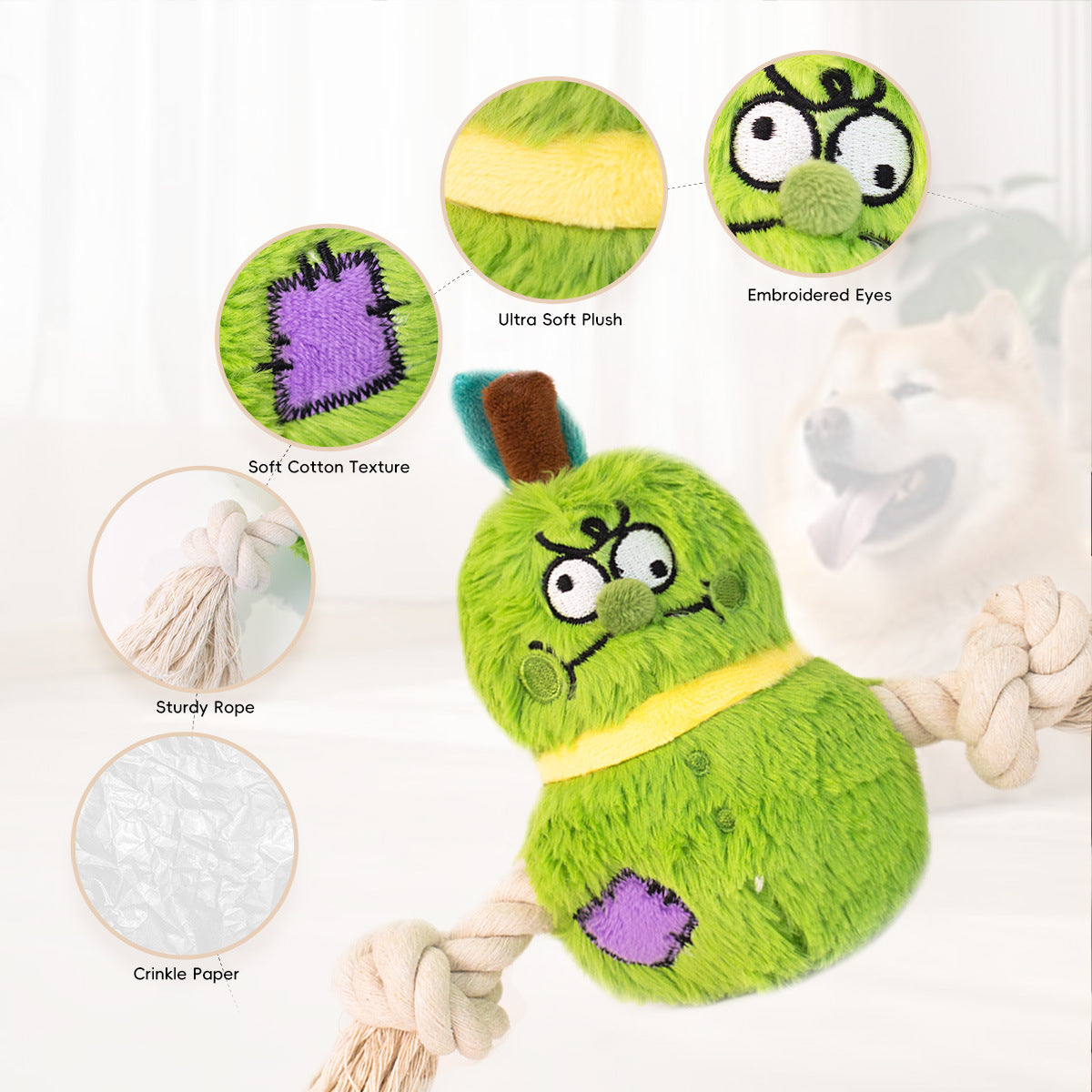 Interactive Dog Toy Plush Rope Knot Tug Of War Game Bb Bite Resistant Molar Tooth Toy