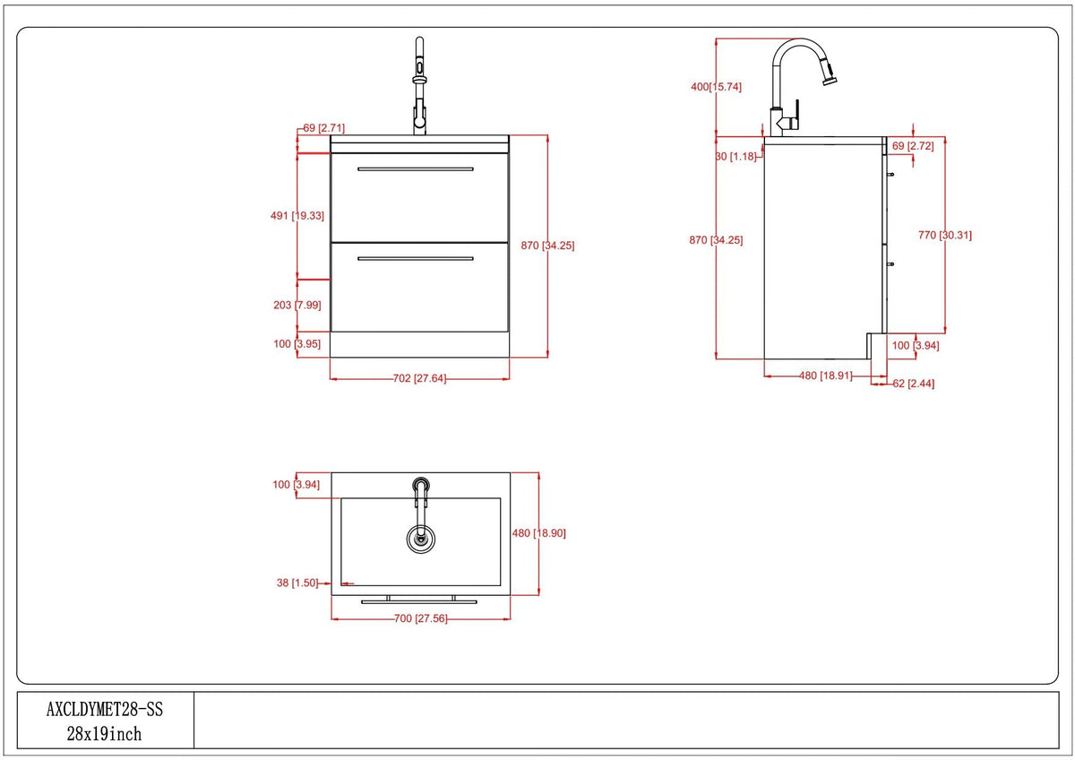 Metro - Laundry Cabinet & Faucet And Stainless Steel Sink