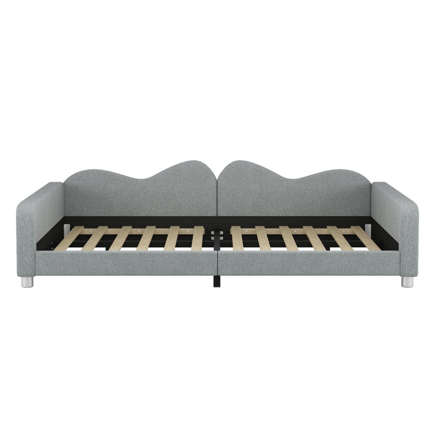 Upholstered Daybed, Sherpa Fabric Sofabed With Cloud-Shaped Backrest