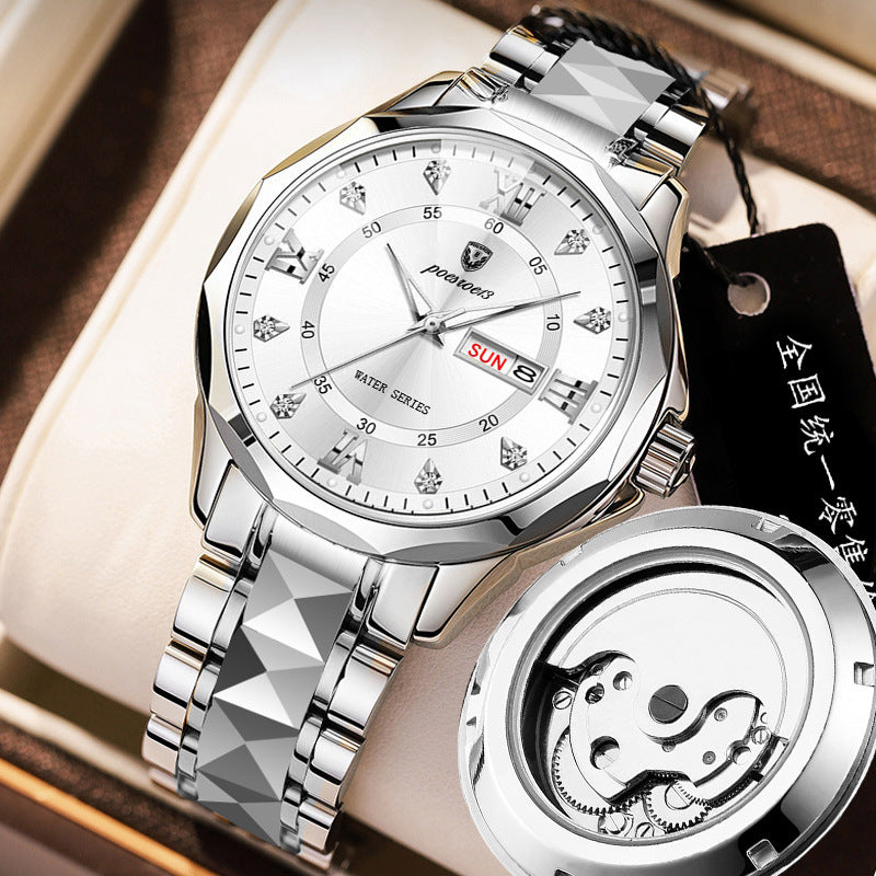 Mens Mechanical Skeleton Transparent-Back Watch