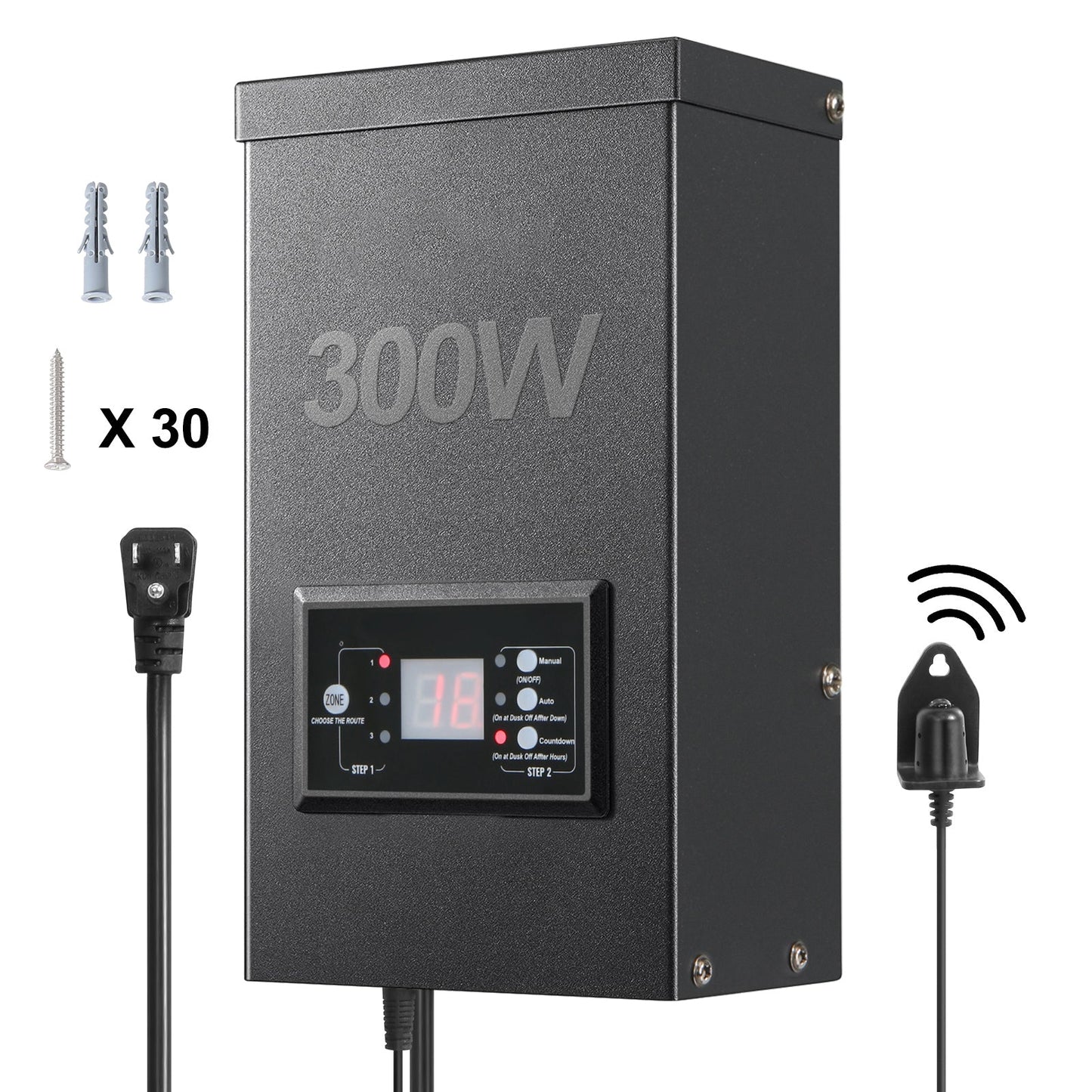 300W Low Voltage Landscape Transformer with Timer and Photocell Sensor