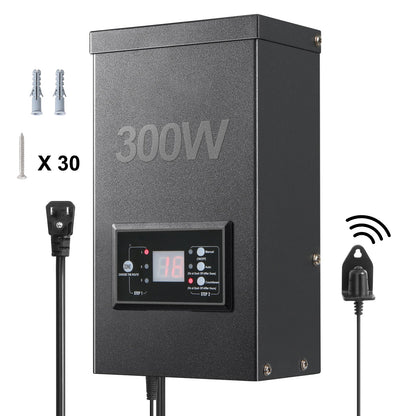 300W Low Voltage Landscape Transformer with Timer and Photocell Sensor