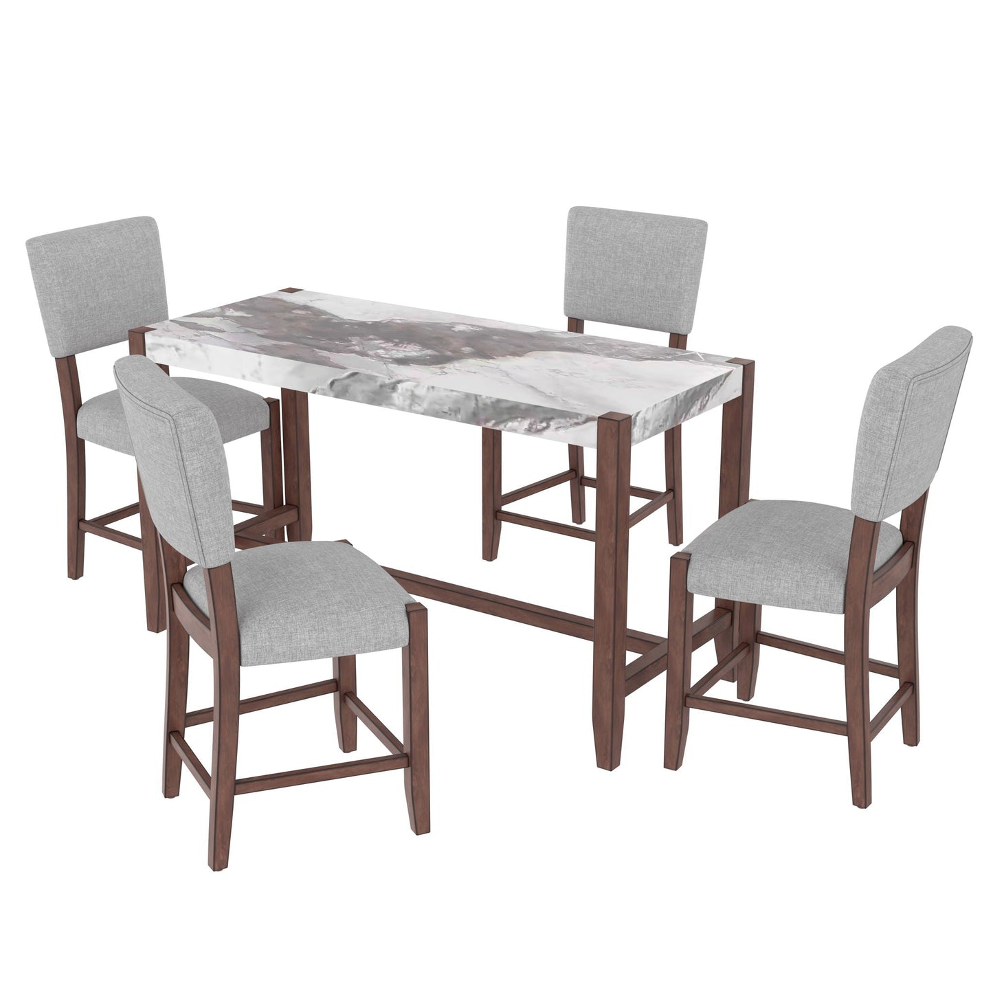 5 Piece Counter Height Dining Set With 4 Upholstered Chairs
