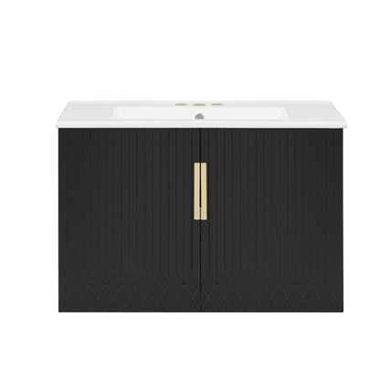 Bathroom Vanity With Sink, Rectangular Storage Cabinet With 2 Soft Closing Doors
