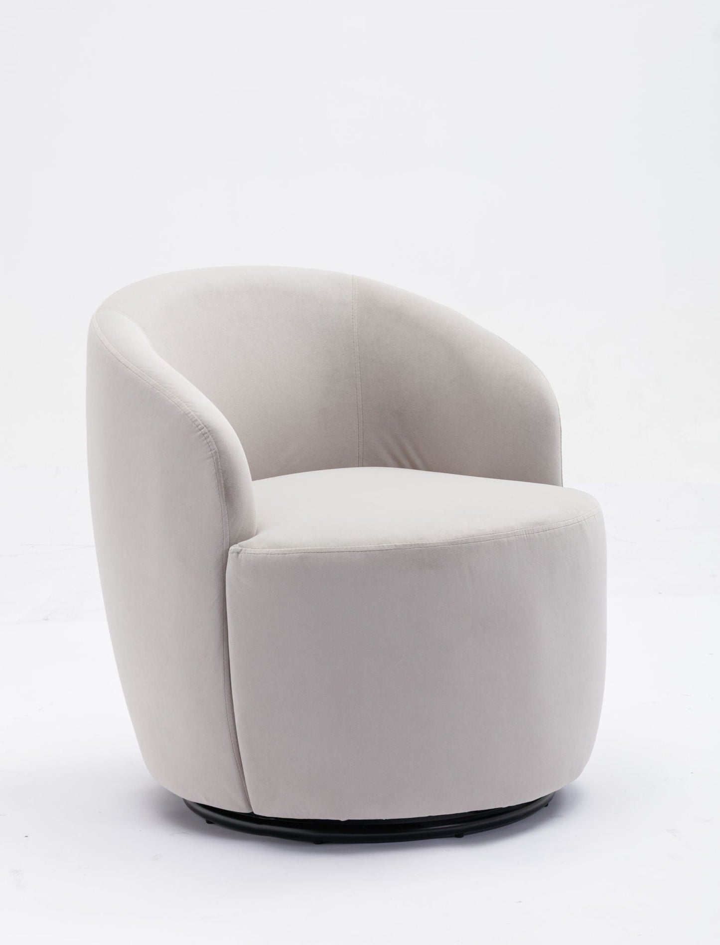 Swivel Accent Armchair Barrel Chair With Powder Coating Metal Ring