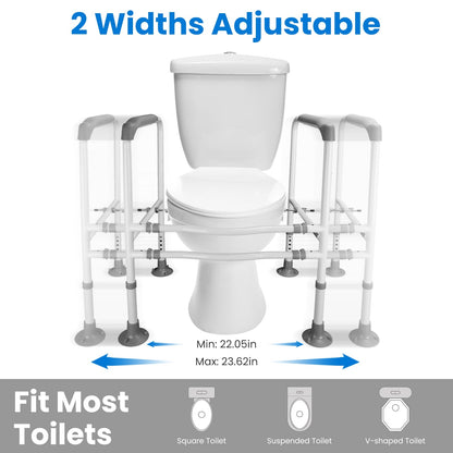 Toilet Safety Rails for Elderly Adjustable Toilet Safety Rails Stand Alone Toilet Safety Frame with Adjustable Heights Width for Elderly Pregnant Pati