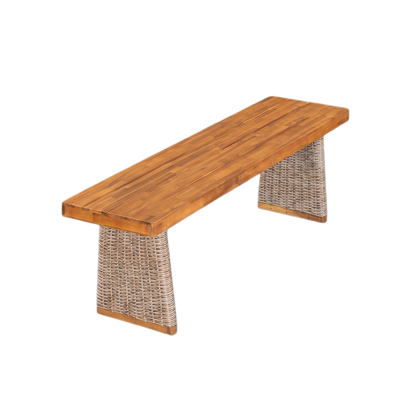 Outdoor 1pcs Acacia Wood Bench, Teak Finish
