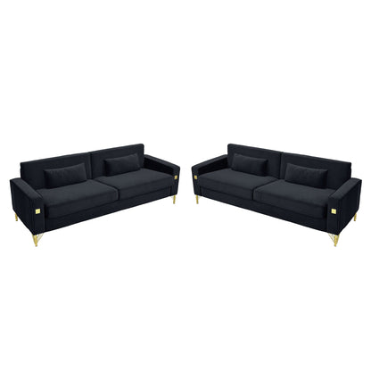 Black Velvet 2-Piece Sofa Set