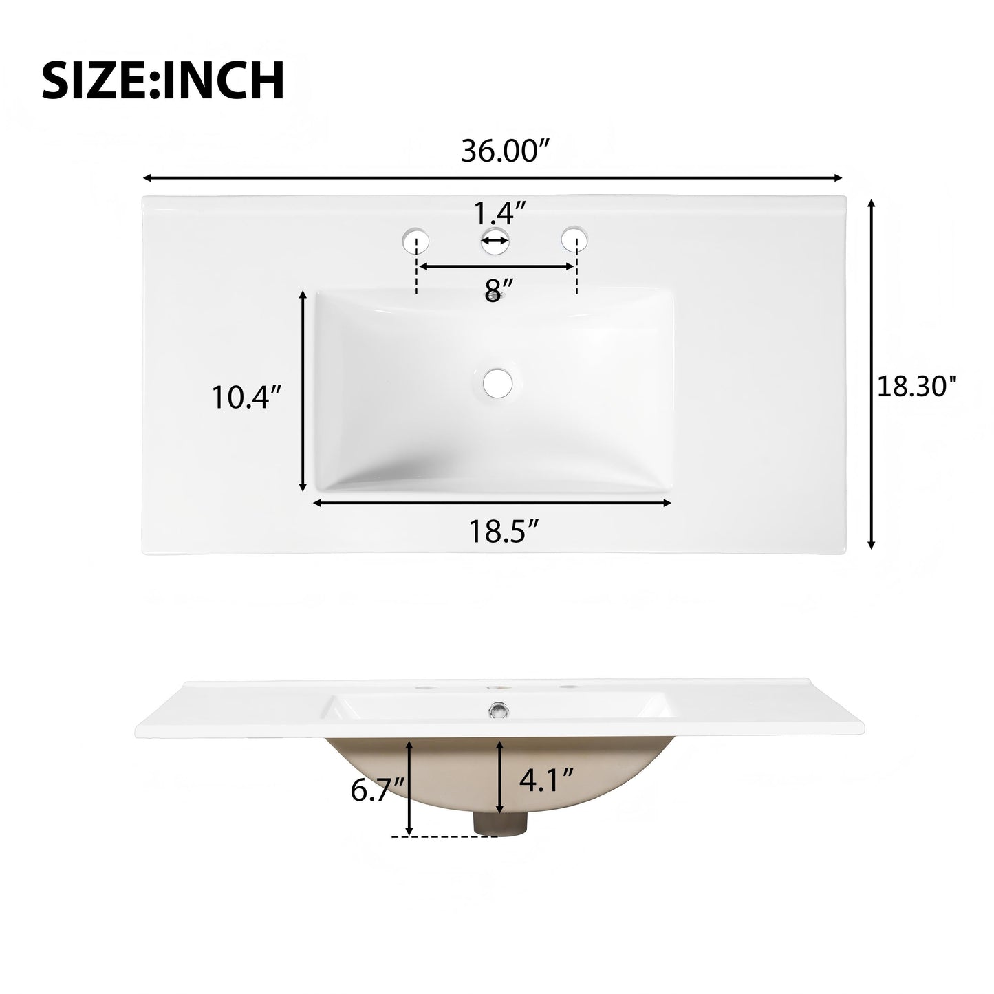 36" Luxury Striped Bathroom Vanity, Soft-Close Dual-Door Storage & Premium Ceramic Sink