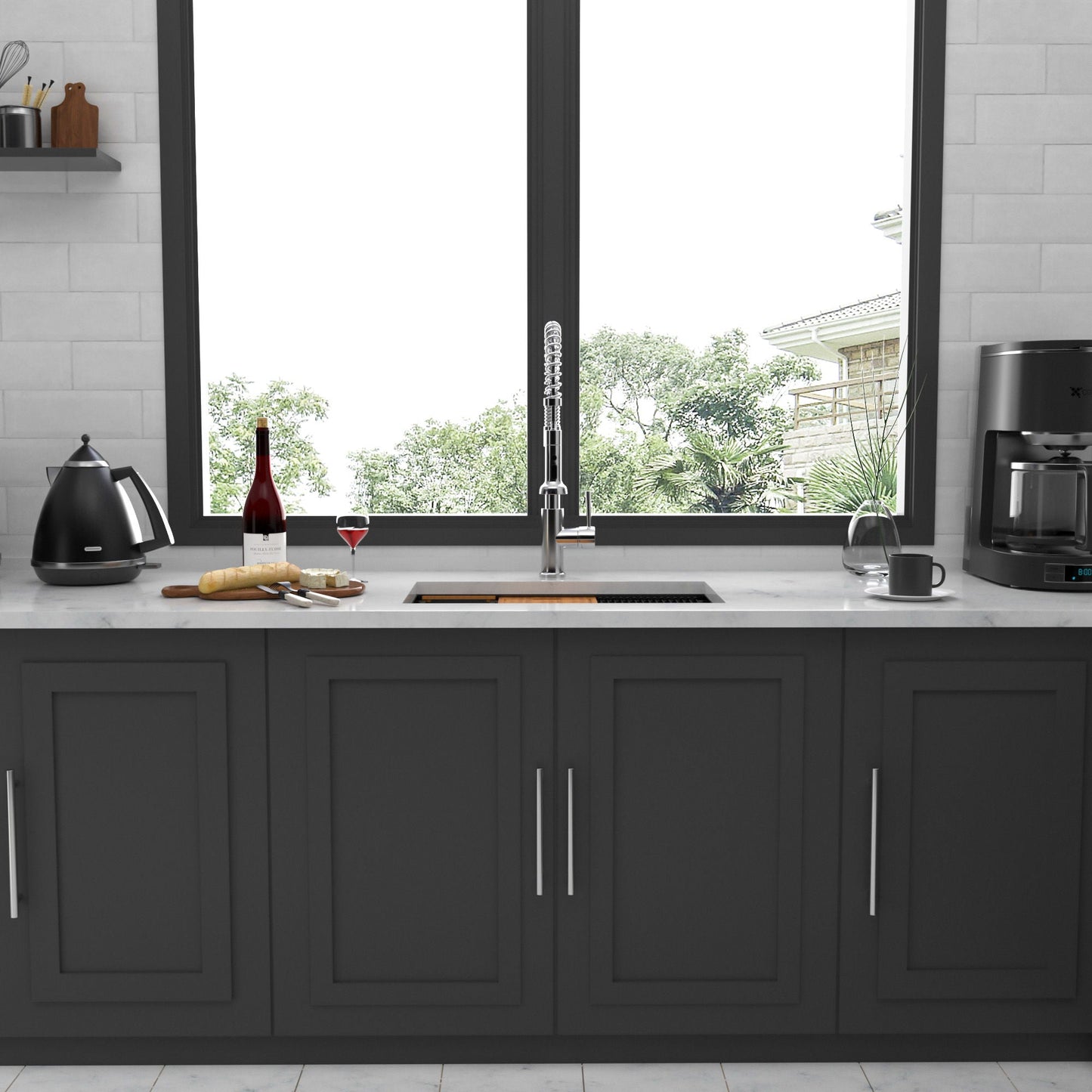 Workstation Kitchen Sink, Single Bowl Undermount