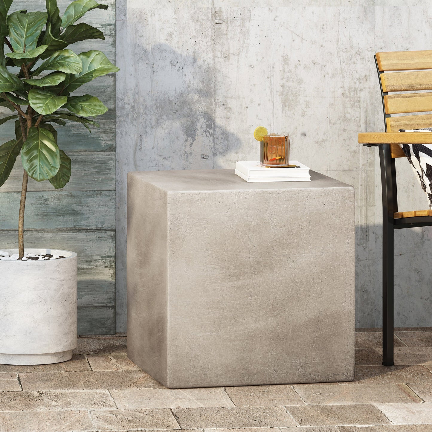Outdoor MGO Square Side Table, Light
