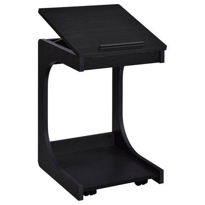Ralston C-Shaped Lift-Top Sofa Side Table With Casters Black