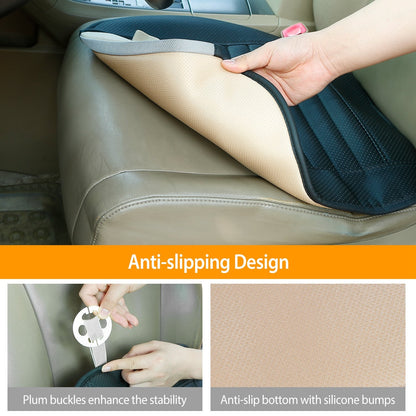 Universal Car Seat Cushion Cover Breathable Car Front Seat Cover Pad Mat Filling Bamboo Charcoal w/ Non-Slip Bottom and Storage Pockets