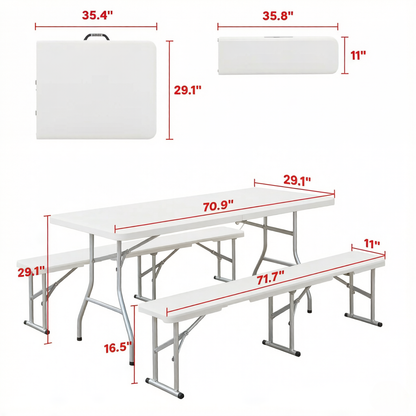 Foldable Picnic Table and Chairs, Portable Camping Table and Chairs, Outdoor Camping Furniture Set