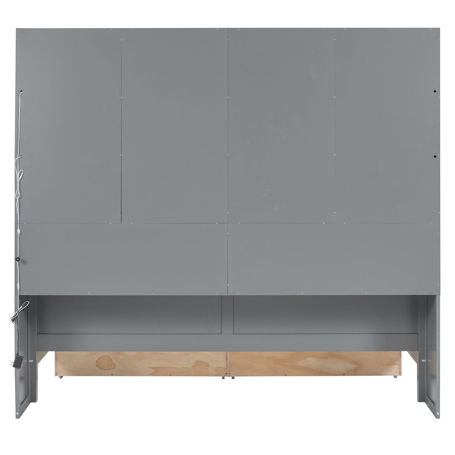 Daybed With Glass Door Storage Cabinets, Built In LED Lighting And Shelves