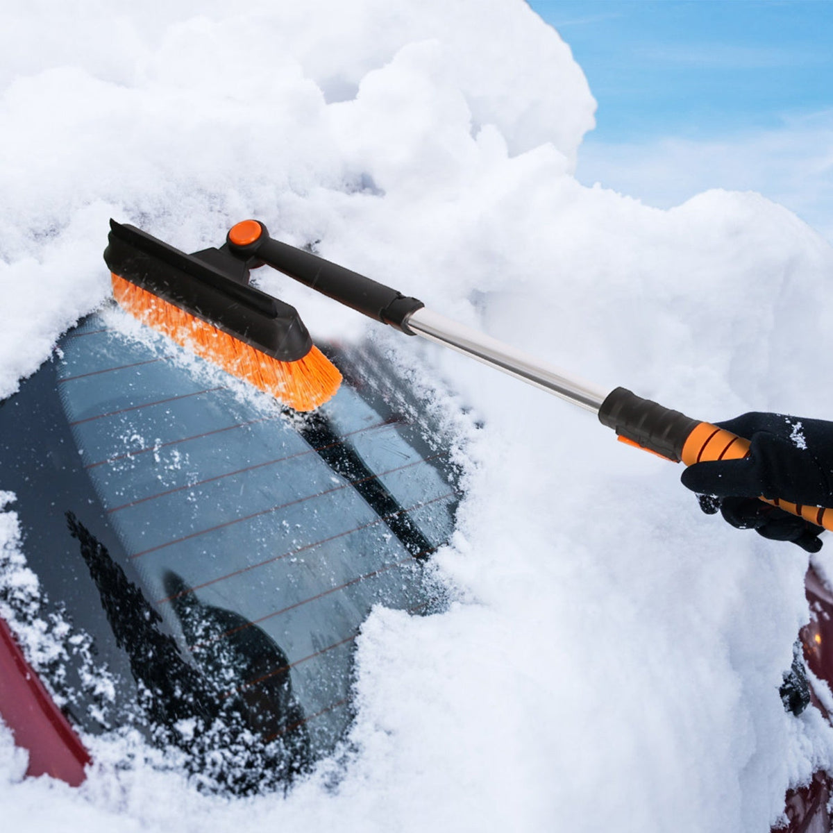 5 in 1 Detachable Snow Remover Kits Extendable Ice Scraper Snow Shovel 180¡ Adjustable Snow Brush Head for Car Windshield Roof