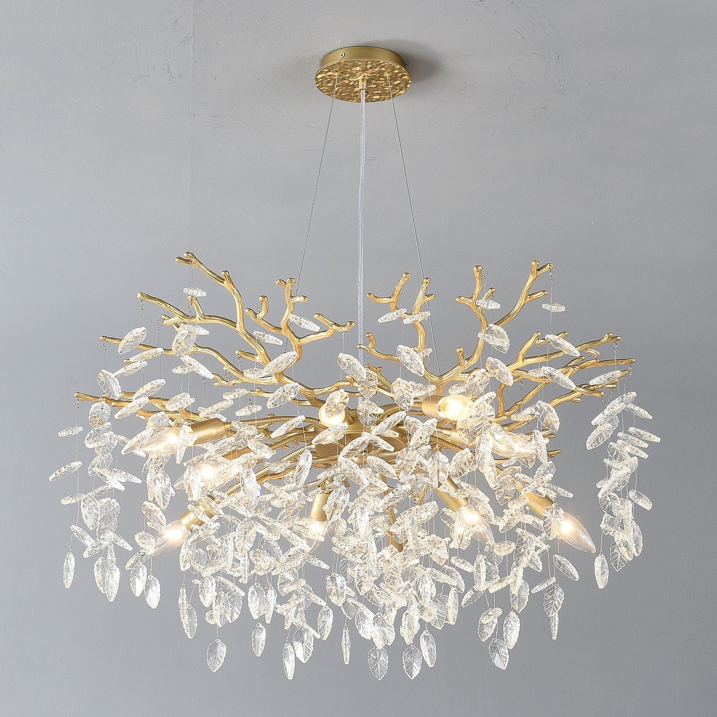 8-Light Crystal Gold Chandelier for Dining Room and Kitchen Island