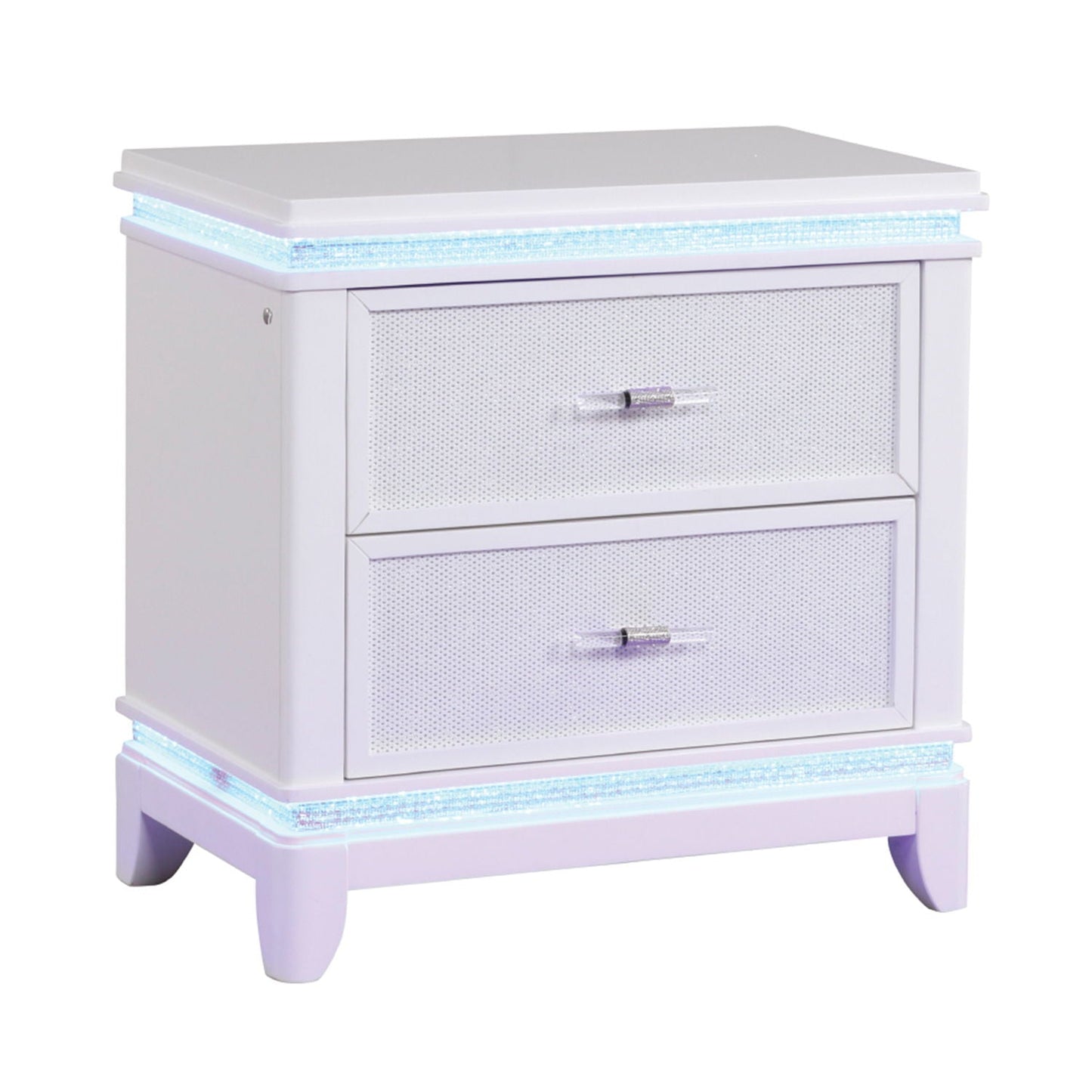 Opium - 2 Drawer Nightstand With LED Lights - White