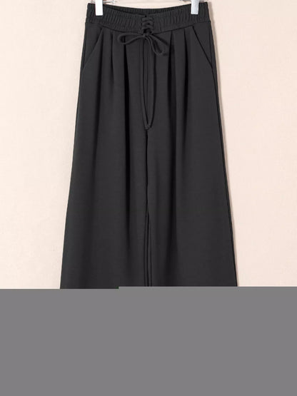 Tied Elastic High Waist Pleated Detail Solid Sweatpants