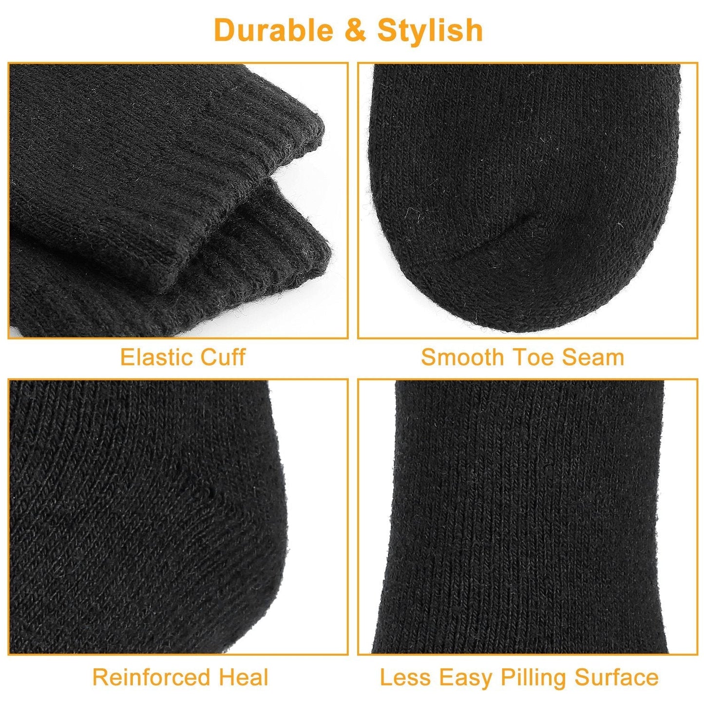 3 Pairs Men Warm Wool Socks Soft Cozy Winter Thermal Socks For Men Thick Heat-Trapping Moisture Wicking Socks Indoor Outdoor