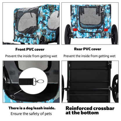 Outdoor Heavy Duty Collapsible Pet Bike Trailer with 16-Inch Wheels