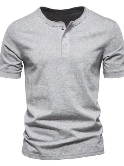 Men's Full Size Henley Style T-Shirt with Button Detail Plus Size
