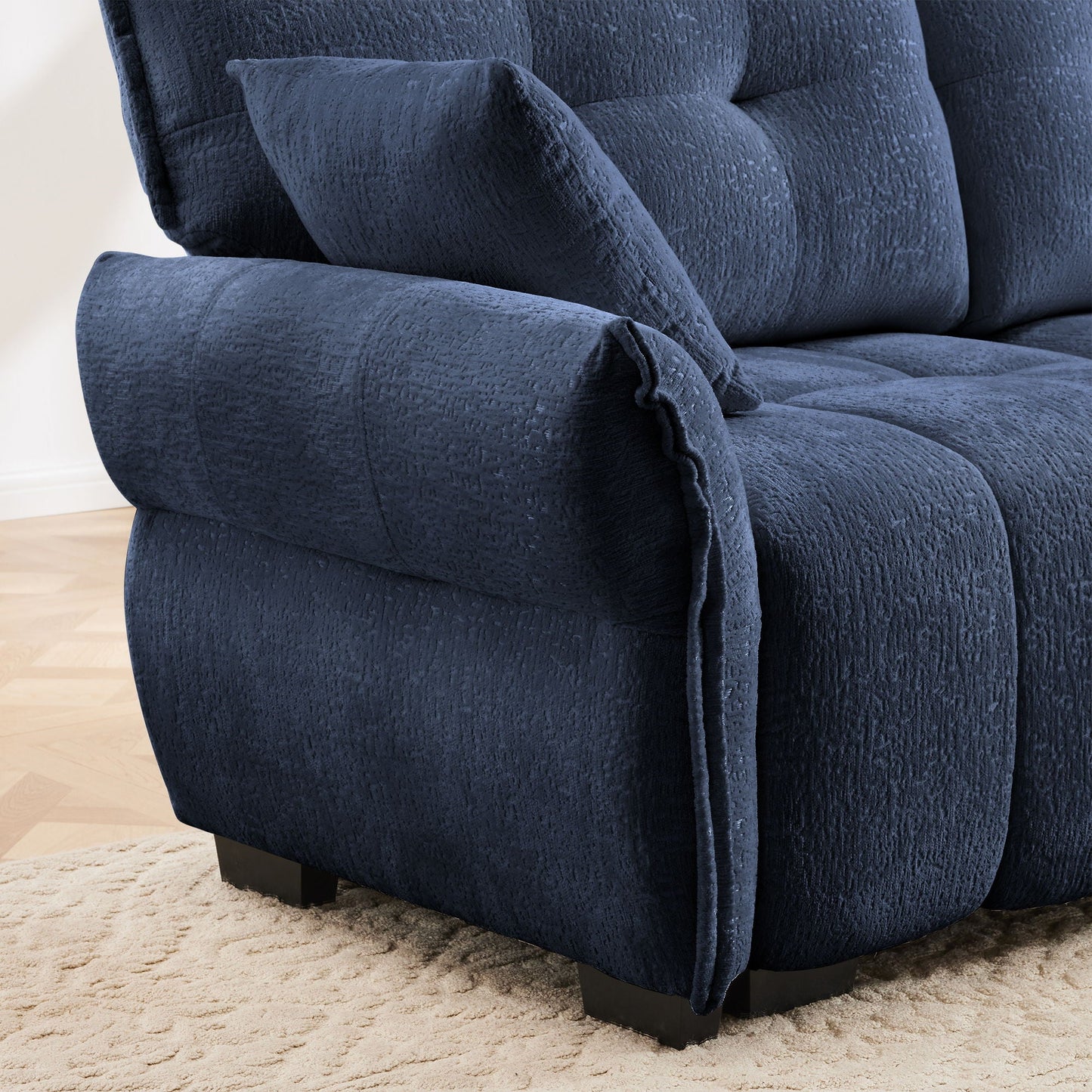 Sofa Set With Ottoman And Pillows, Textured, High Resilience Cushions
