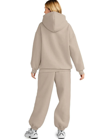 Full Size Kangaroo Pocket Hoodie and Joggers Set Plus Size