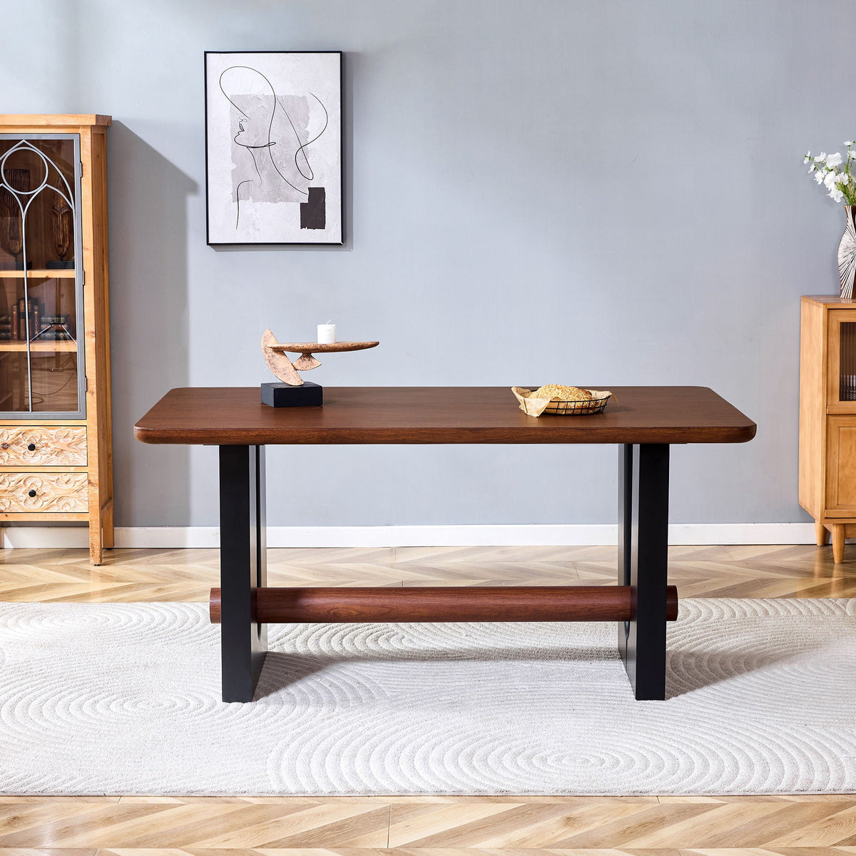 Compact Dining Table - Walnut / Black
