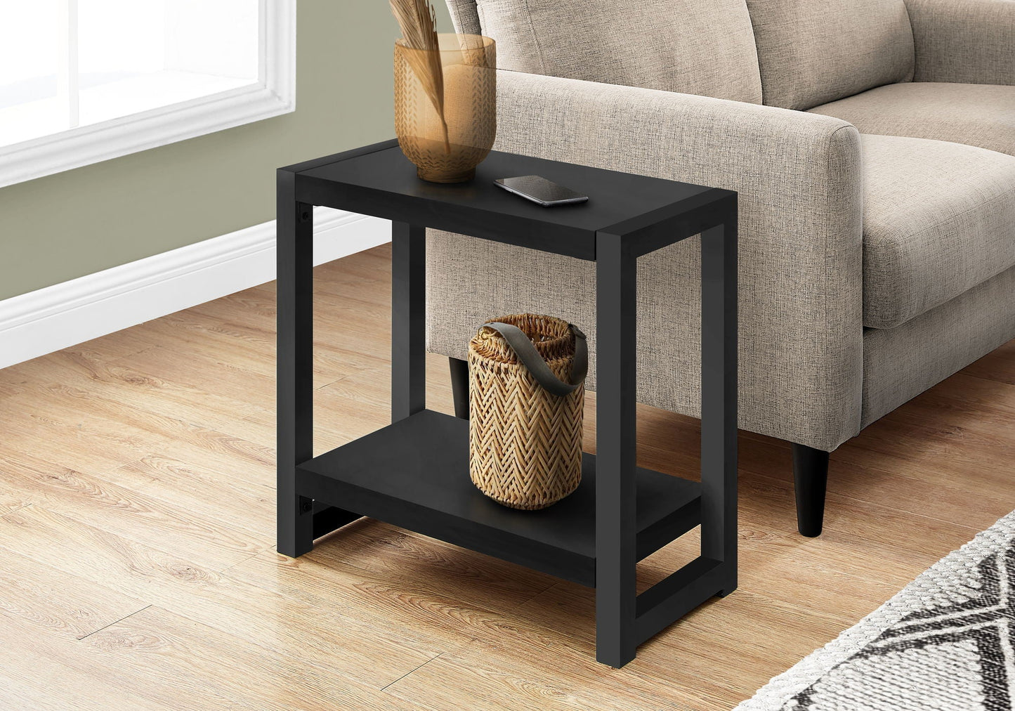 Accent Side Table Narrow Small 2-Tier Contemporary Modern