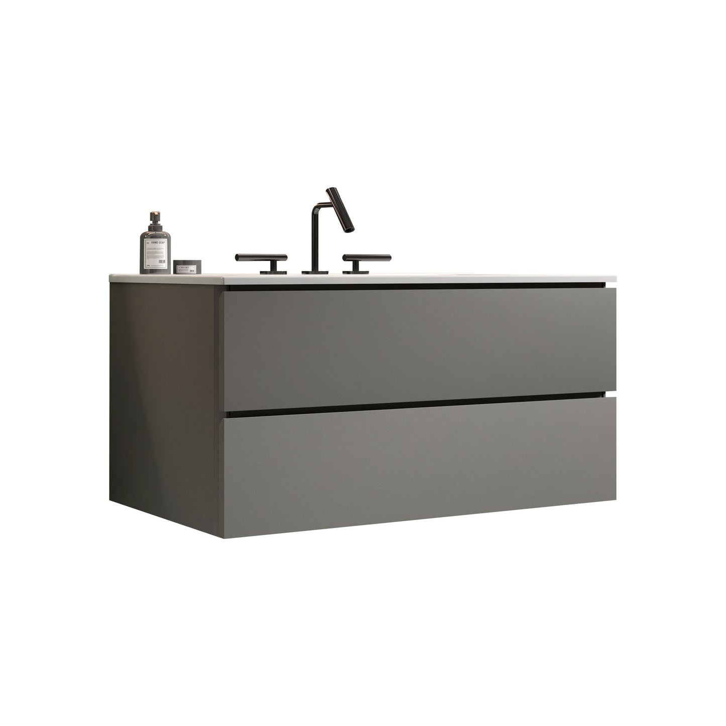 TIA 36" Wall Mount Space Gray Bathroom Vanity