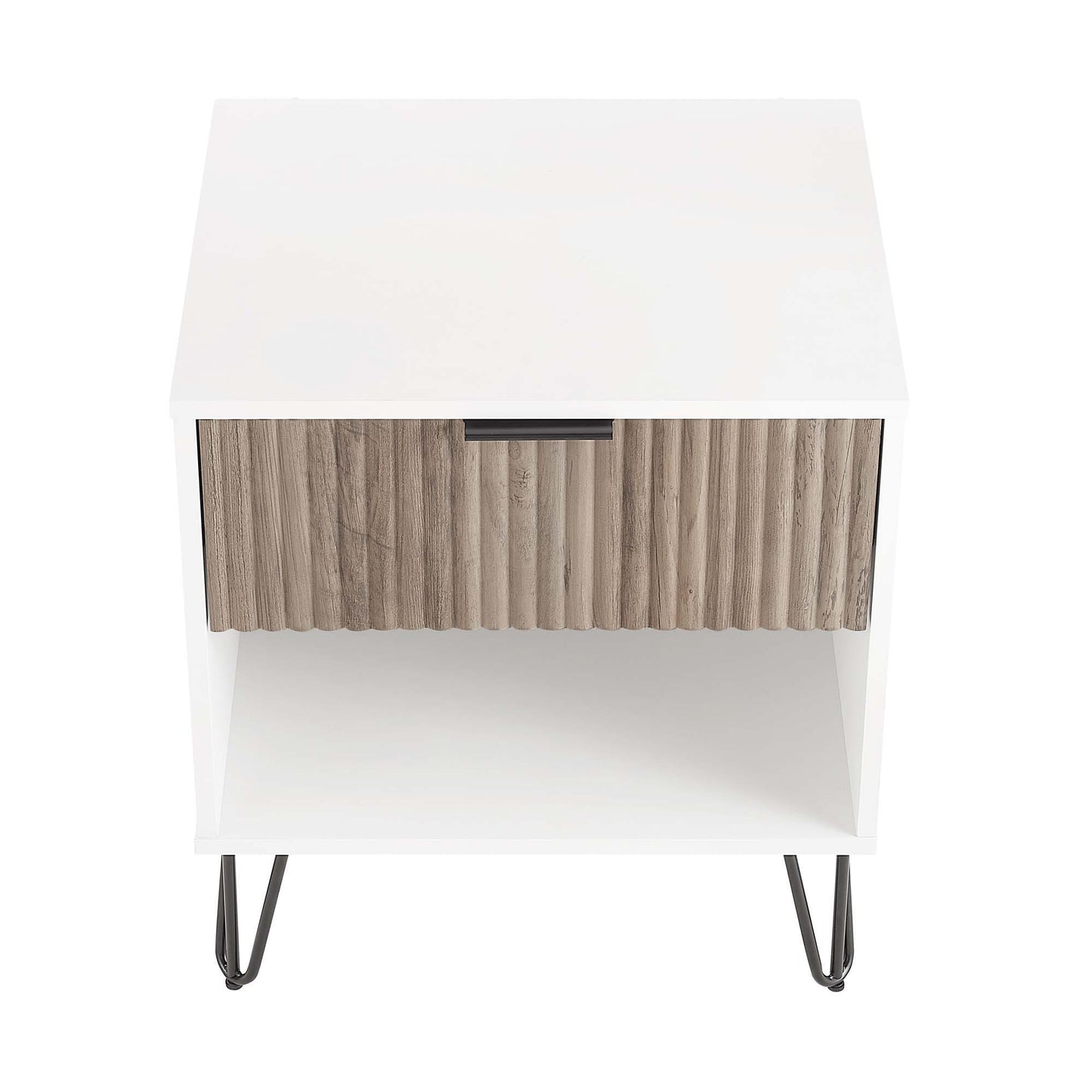 Dumbo - Fluted Nightstand With 1 Drawer - Gray / White