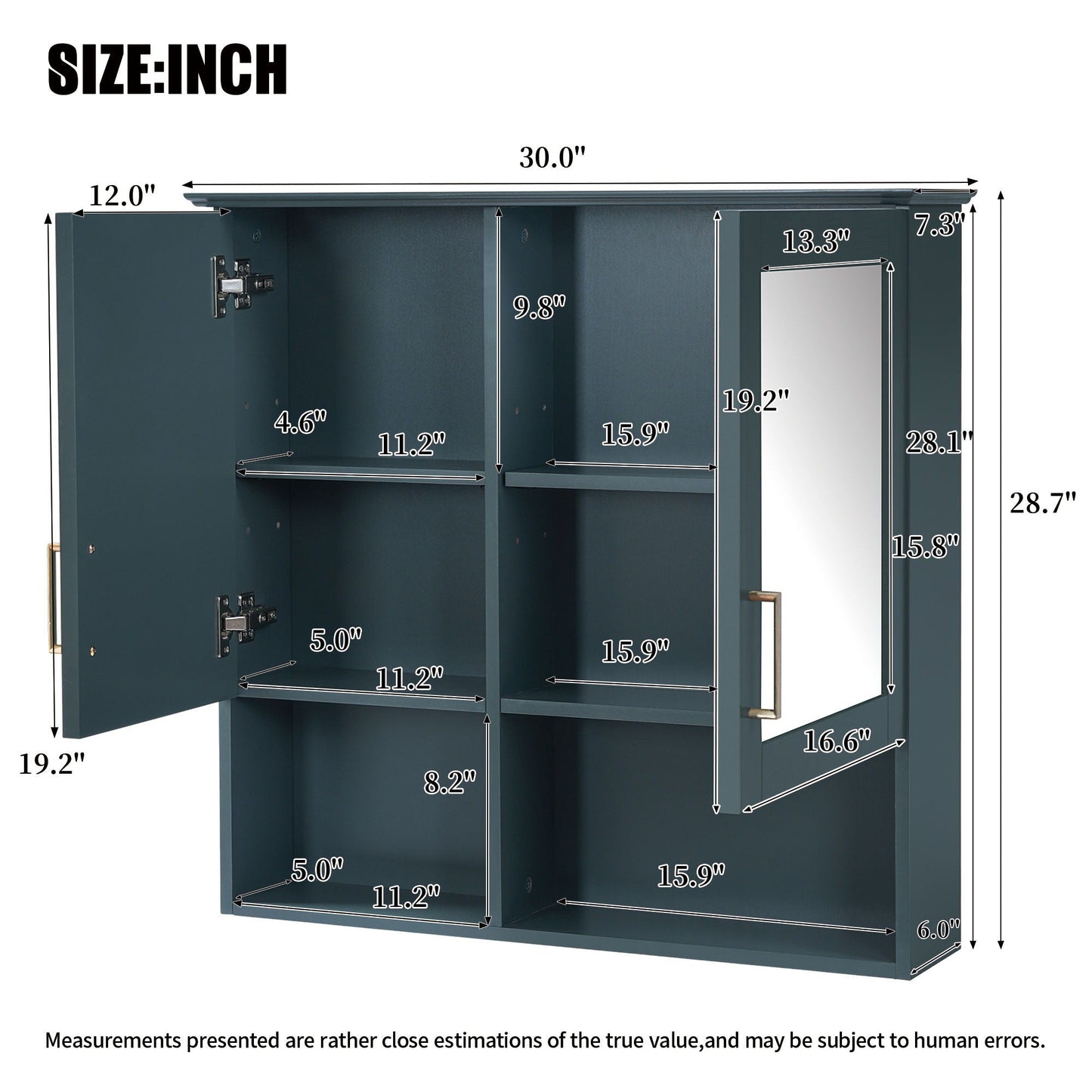 2 In 1 Wall-Mounted Mirror Cabinet With Adjustable Shelves