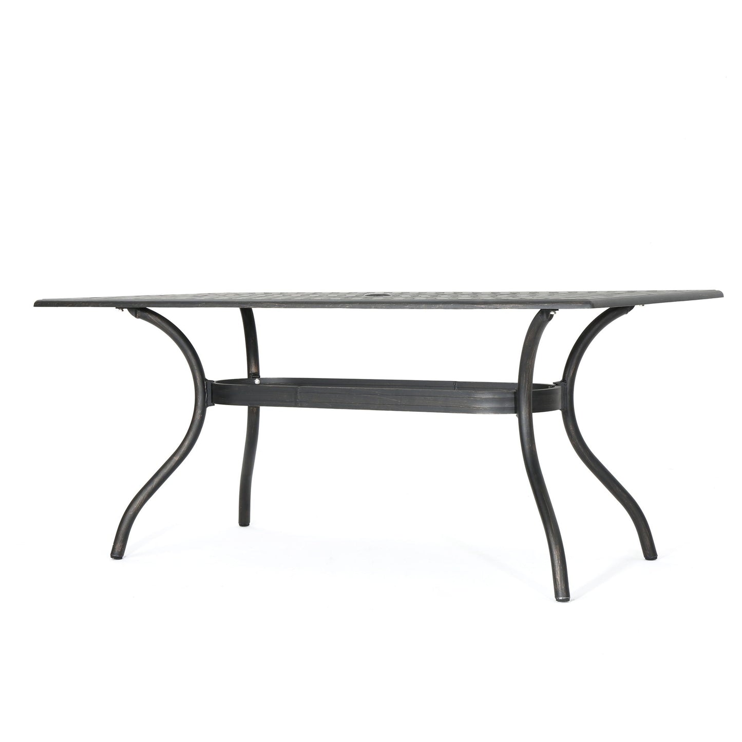 Enchantia Outdoor Rectangular Dining Table with Weave Tabletop and Flared Legs - Copper