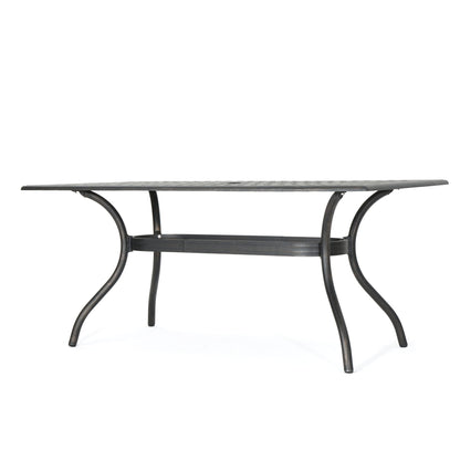 Enchantia Outdoor Rectangular Dining Table with Weave Tabletop and Flared Legs - Copper