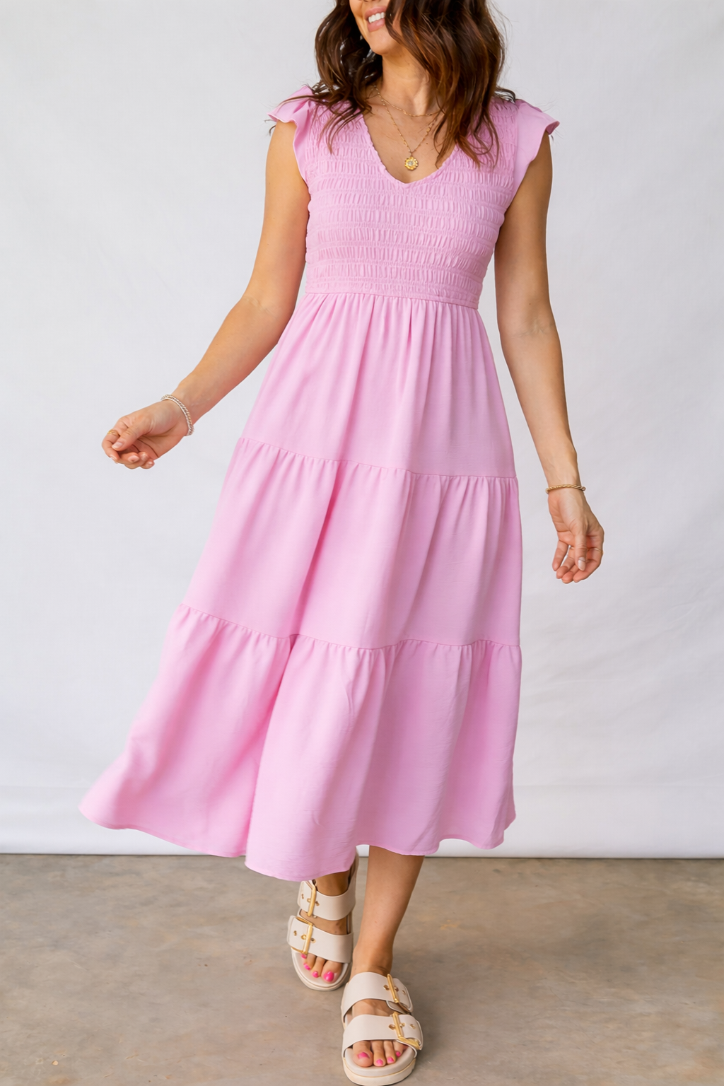 Treasure Flare Tiered Midi Dress