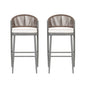 Outdoor Bar Height Metal Frame Counter Stools with Scallop-Shaped Backrest & Water-Resistant Cushions