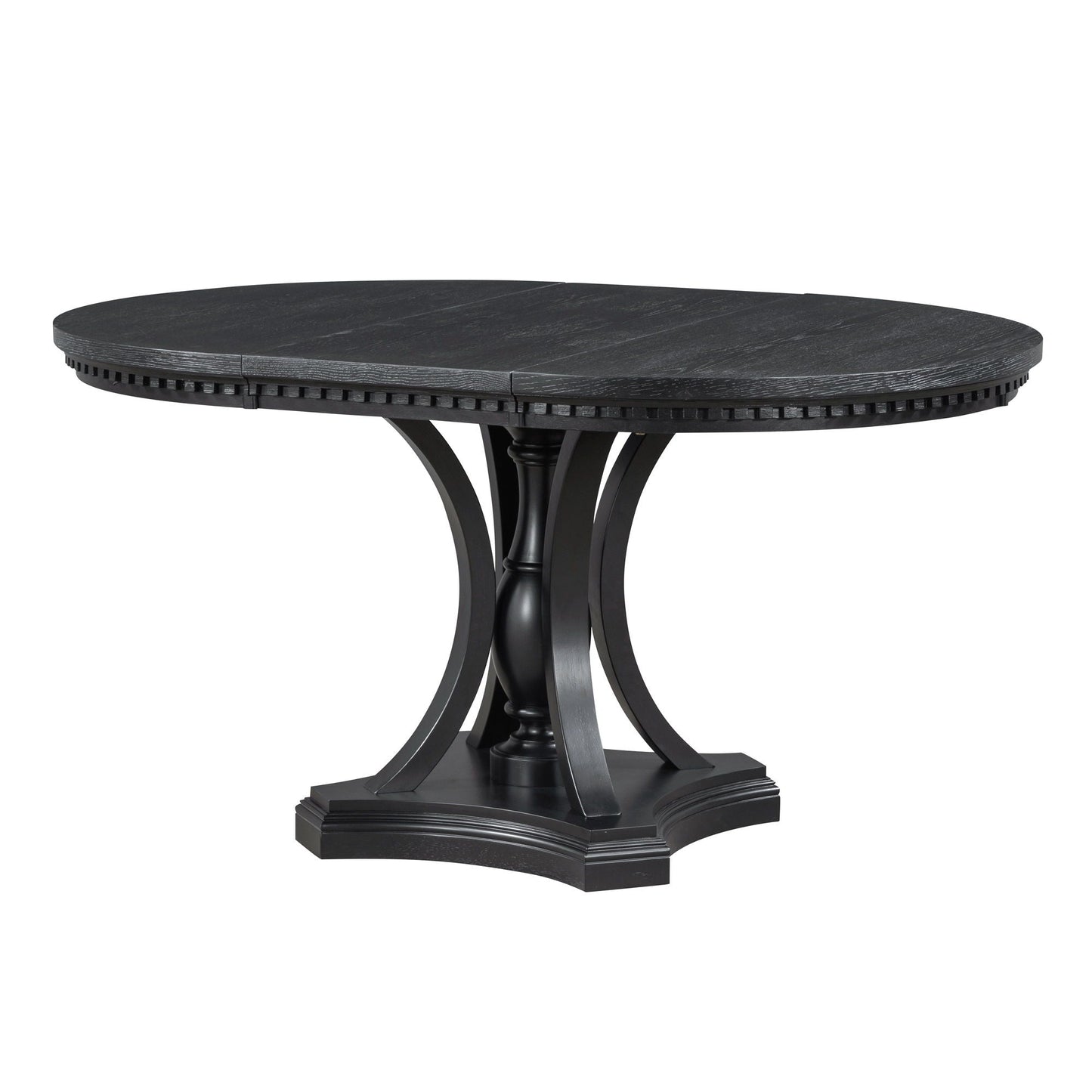 5 Piece Dining Set Extendable Round Table And 4 Chairs - Black / Oak